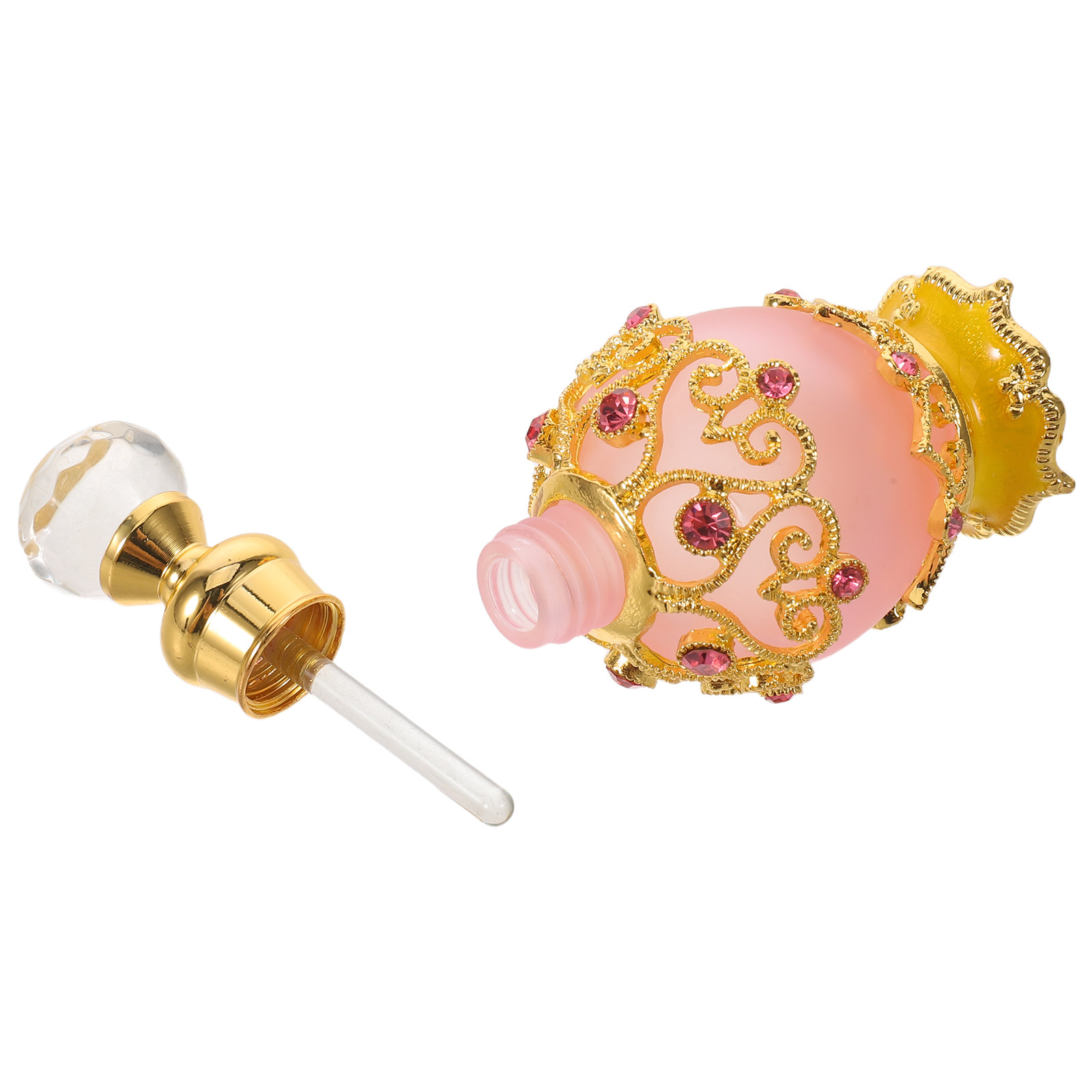 Fragrance-Oils Perfume - ขวดน้ำหอมคริสตัลไรน์สโตนขนาด 15 มล. ขวดแก้วแบบเติมได้ พร้อมหัวหยด พกพาสะดวก