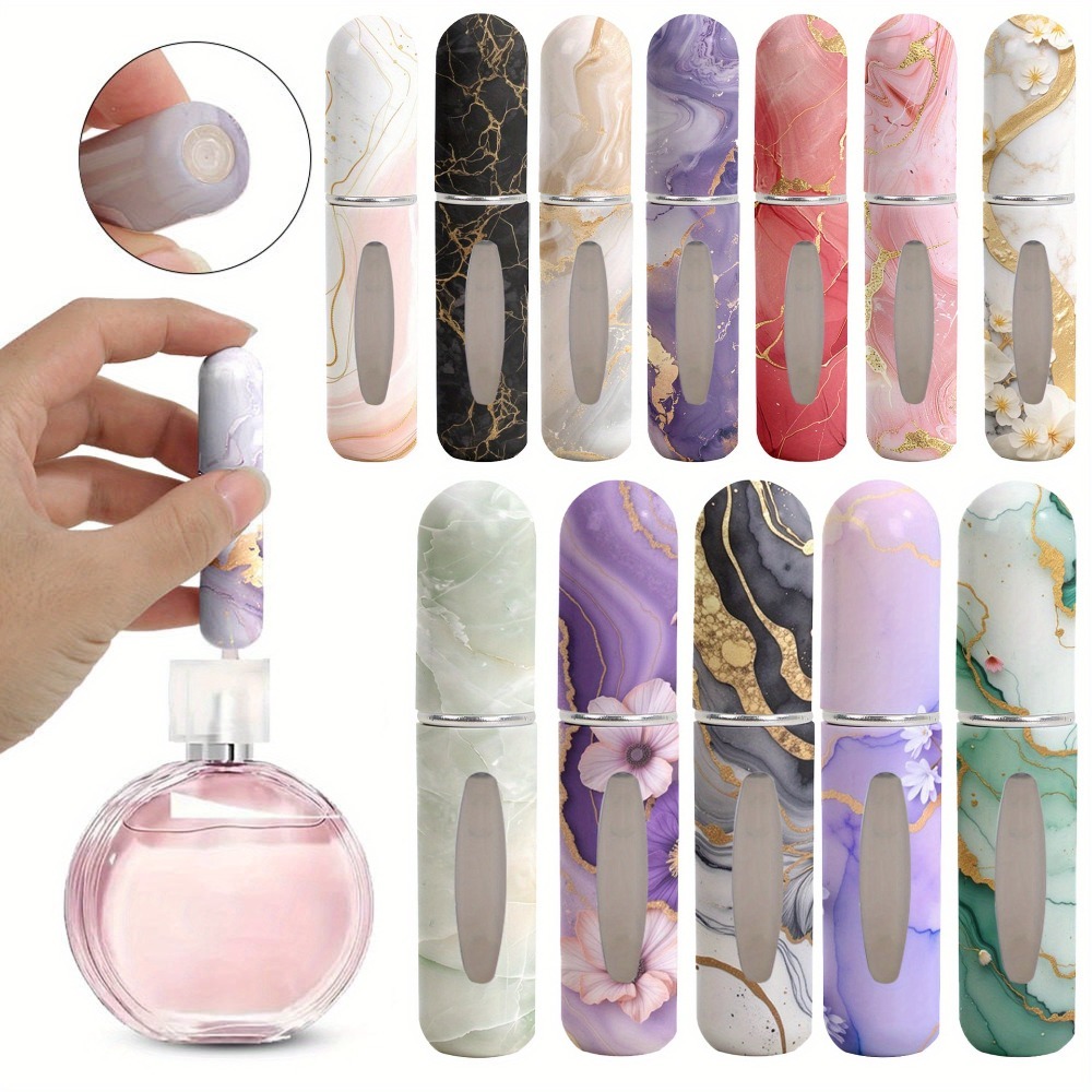 Perfume New Fragrance - ขวดน้ำหอมแบบพกพาขนาดเล็ก 5 มล. รุ่นใหม่ล่าสุด ลายหินอ่อนสีทอง พร้อมหัวฉีดสเปรย์